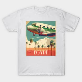 Egypt Plane Vintage Travel Art Poster T-Shirt